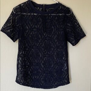 Banana Republic Navy Blue Lace Blouse